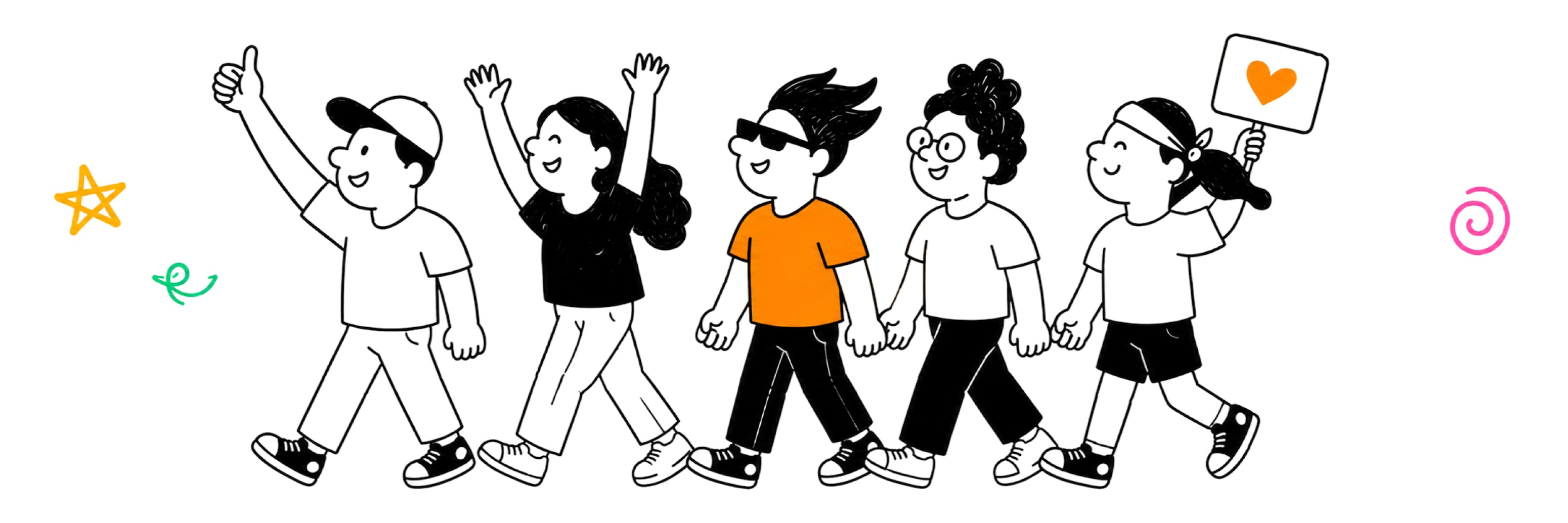 Volunteers walking together